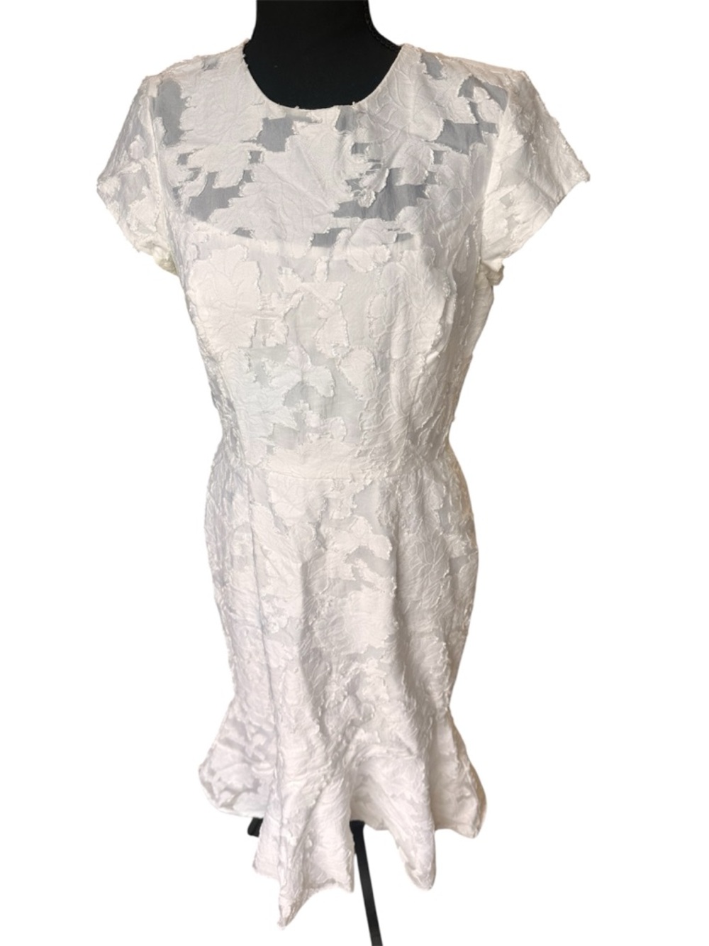 Maggy London White Textured Cap-Sleeve Mini Dress